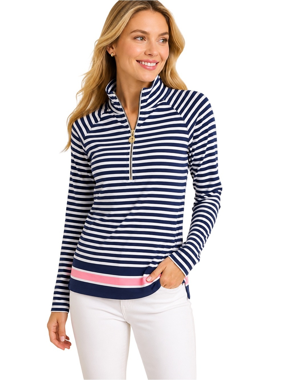 Lilly Pulitzer Striped Half Zip Pullover Sweatshirt